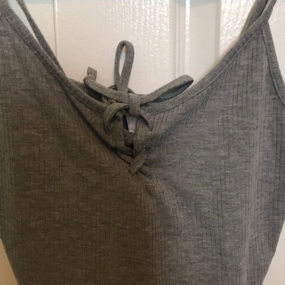 Gray Tie Up Tank - Picture 2 of 3